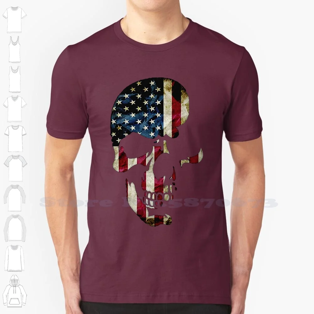 T Shirt Gift More Size And Colors Mens T Shirt Skull With American Flag Imprint