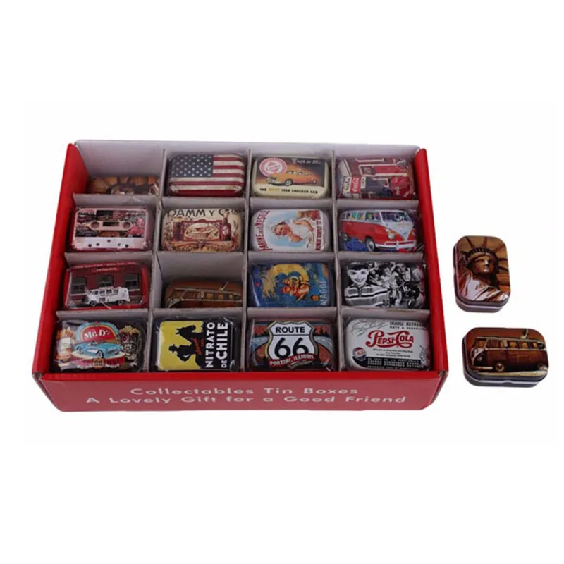 10pcs/set Mini Travel Tin Box Organizer Vintage Small Metal Tins Storage organizer jewelry organizer Pill case