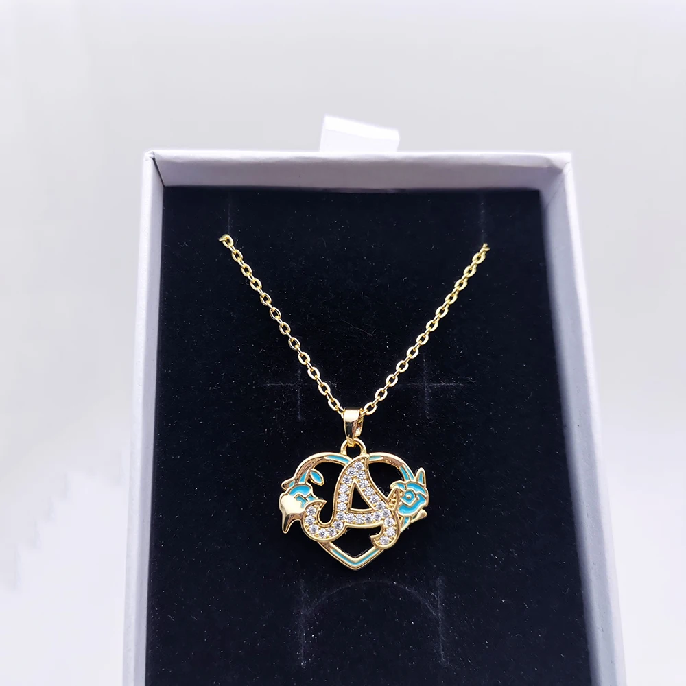 2022 New 26 Letters A- Z Initial Alphabet Jewelry Custom Name Necklace for Women Enamel Design with Flower Valentines Day Gifts