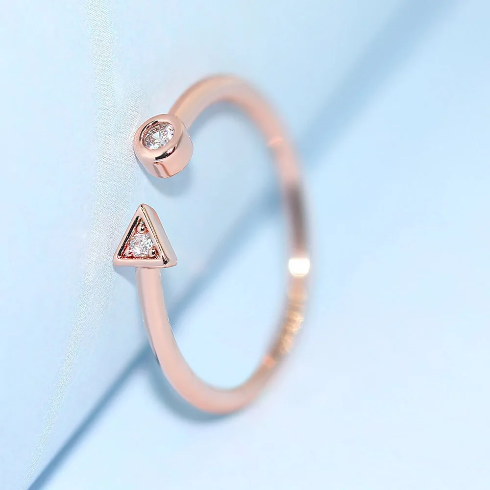 ZHOUYANG Dainty Ring For Women Girls Simple Geometric Arrow Rose Gold Color Open Finger Ring Daily Gifts Fashion Jewelry R922