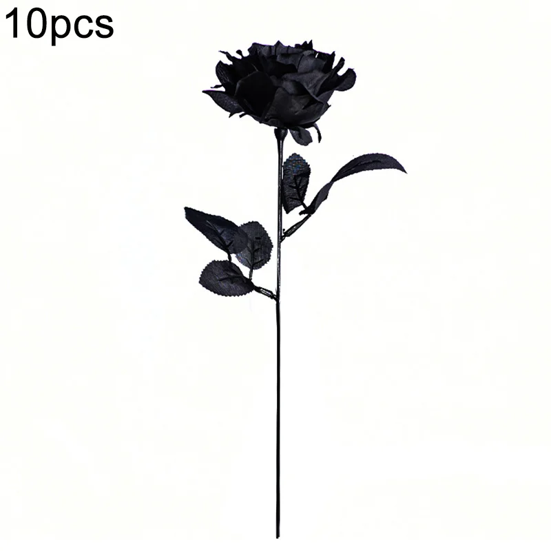 10pcs 41cm Black Rose Artificial Flowers Silk Home Decor Aesthetic Wedding Flores Artificiales & Dried Flowers Bouquet Wholesale