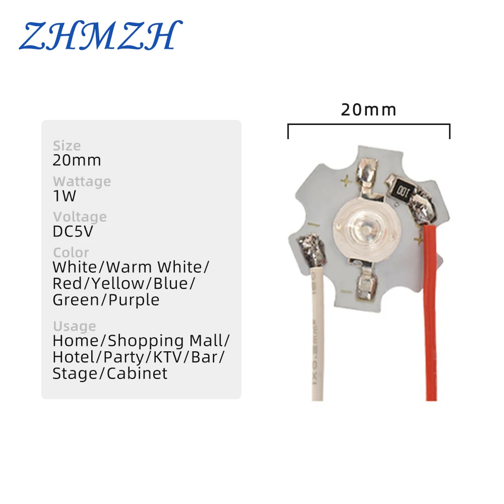10 шт./лот светодиодный чип 1 Вт высокой мощности светодиодный светильник Al Board 20 мм для точечного светильника белый синий зеленый красный