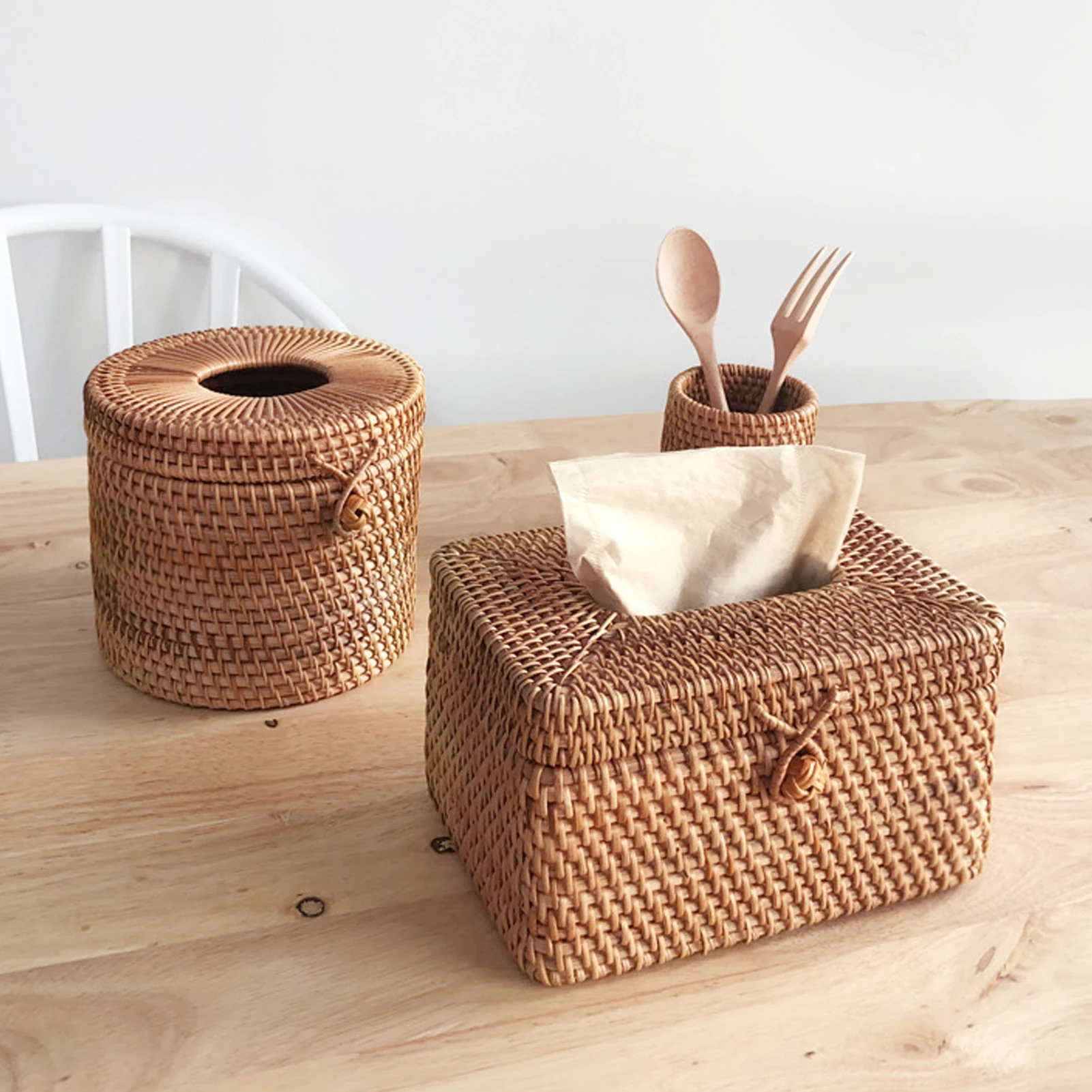 Tissue Box Eco-friendly Large Capacity Rattan Rectangular Facial Paper Holder High Toughness Space-saving Burr Free Great Boxes