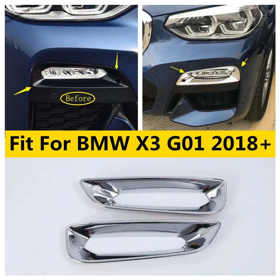 

Yimaautotrims Front Fog Lights Foglight Lamp Cover Trim 2 Pcs / Set Fit For BMW X3 G01 2018 2019 2020 ABS Chrome Exterior Kit