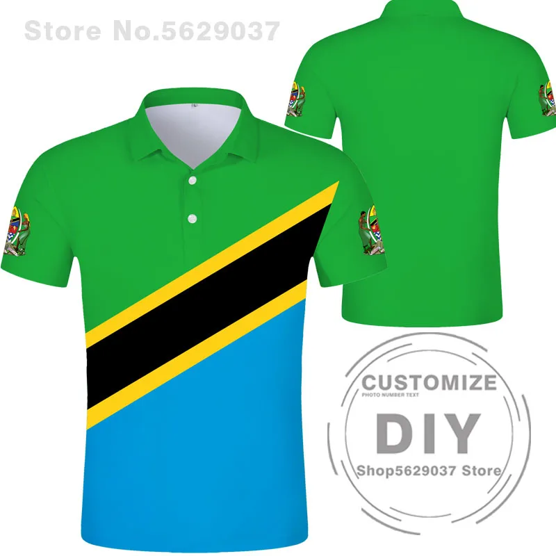 Tanzania Polo Shirt Diy Free Custom Made Name Tza Polo Shirt Nation Flag Tz Tanzanian Swahili Country Print Photo Text Clothing