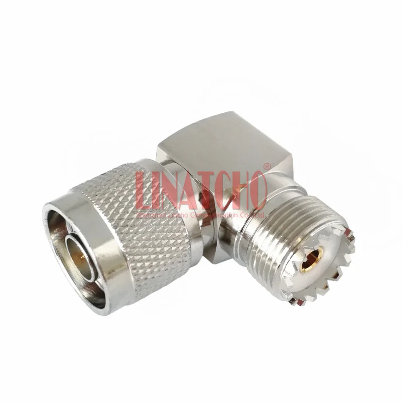 High Quality 50 ohm Brass 90 Degree Right Angle N Connector N Male to SO239 UHF Female