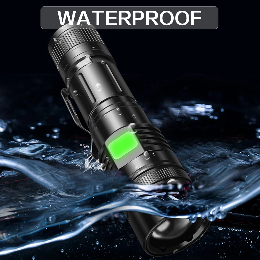 Ultra Powerful Tactical LED Flashlight USB Rechargeable Super Bright XHP70 Best Camping, fishing Light 18650 Zoom Torch