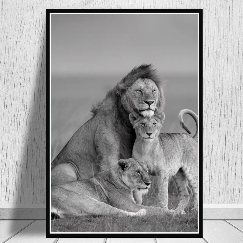 الحديثة الحيوانات الأسد في الظلام قماش اللوحة الأفريقي الأسد المشارك و طباعة جدار الفن صورة لغرفة المعيشة ديكور المنزل كوادرو