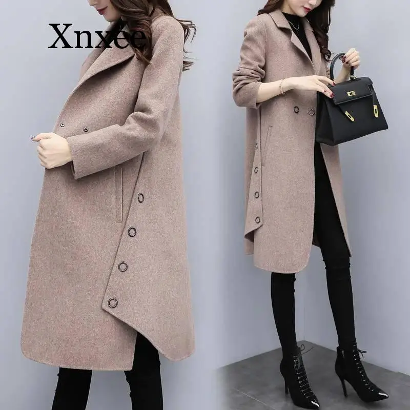 

2020 Autumn Winter Coat Women Wool Blend Cardigan Jacket Coat Oversize Fashion Long Coat Outwear Wool Female Coat Clothing