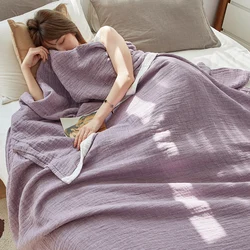 Summer Multicolor Quilt Modern Style Solid Cotton Gauze Towel Blankets Bedspreads On The Bed Sofa Cover Decorative 200*230cm