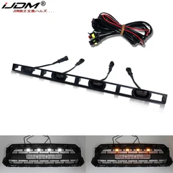 iJDM 4pc Set Front Bumper Hood Grille LED Amber white Lights For Toyota Tacoma 2012-2015 LED Lights For Front Bumper Grille 12V