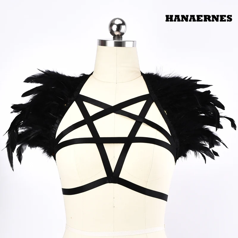 Imbracatura a gabbia cava reggiseno top cintura Lingerie estate nero Sexy Pentagram Bondage da donna imbracatura Push Up Lingerie