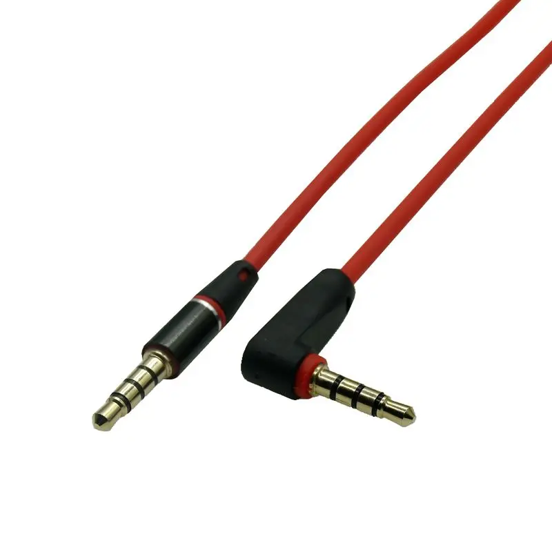 Uniwersalny Ipod AUX 4 biegun podwójne 90 stopni prostopadły 3.5mm z męskiego na męskie Stereo 3.5mm Jack Audio krótki kabel 20cm 1m