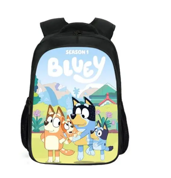 Mochila escolar azul de dibujos animados para niños y niñas, diseño de animación 3D, Kawaii, 16 pulgadas