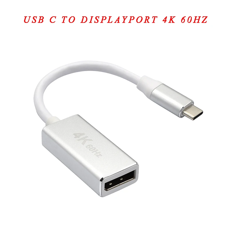 MacBook AirおよびChromebookと互換性のあるUSB 3.1タイプCからディスプレイアダプタケーブル,19cm,dpコンバータ,4k,60hz