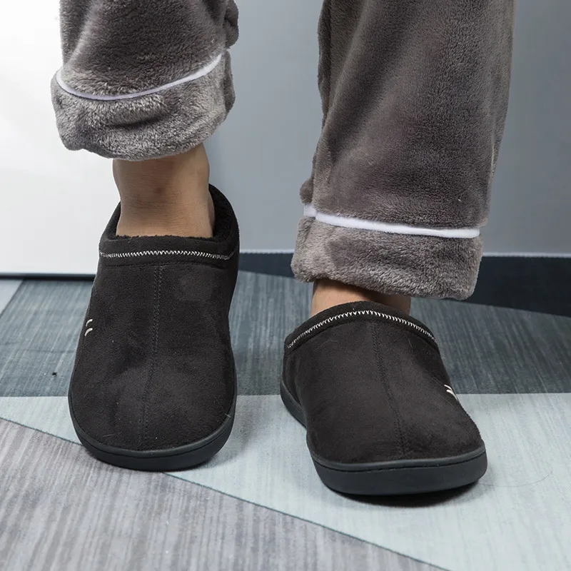 Männer Hausschuhe nach Hause Anti-Rutsch-Nähen Wildleder Winter Hausschuhe Indoor Slip-On Schuhe Männer Plüsch gemütliche Unisex Haus Hausschuhe große Größe 49 50