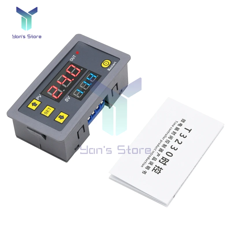 T3231 110V 220V 12V 24V Digital Time Delay Relay LED Display Cycle Timer Control Switch Adjustable New Timing Time Delay Switch