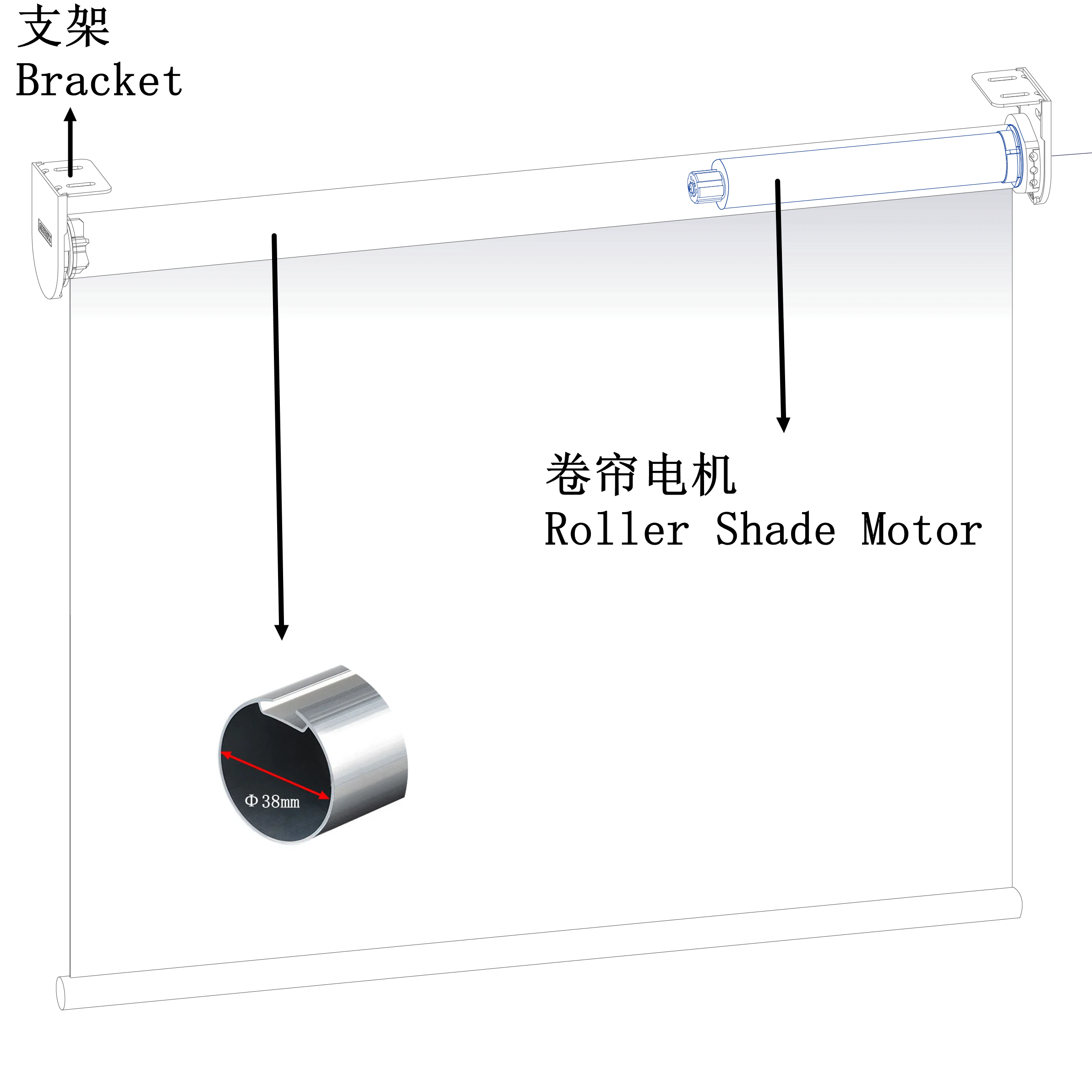 Tuya Wifi 25mm Tubular Motor 110V-220V Automatic Electric Roller Blinds Shutter Motor for 38mm Tube (No Dongle)