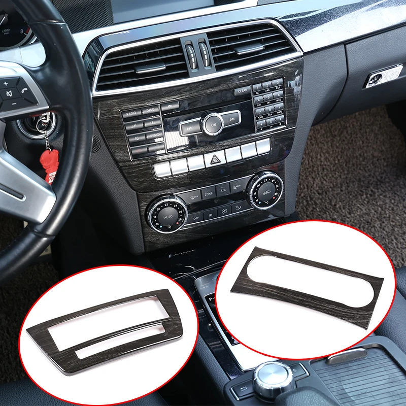 Black Wood Grain For Mercedes Benz C Class W204 2011-2013 Car Multimedia Switch Panel Sticker Accessories