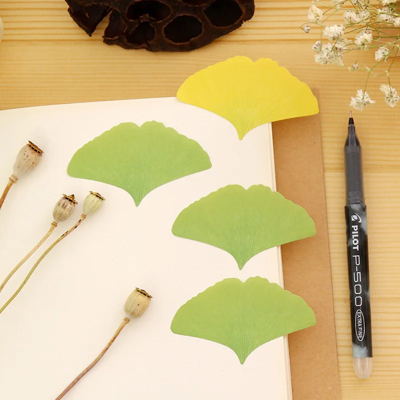 2 pcs/lot kawaii Korean Stationery Ginkgo sticky notes Leaf stickers Paper Decoration papelaria School Office Supplies