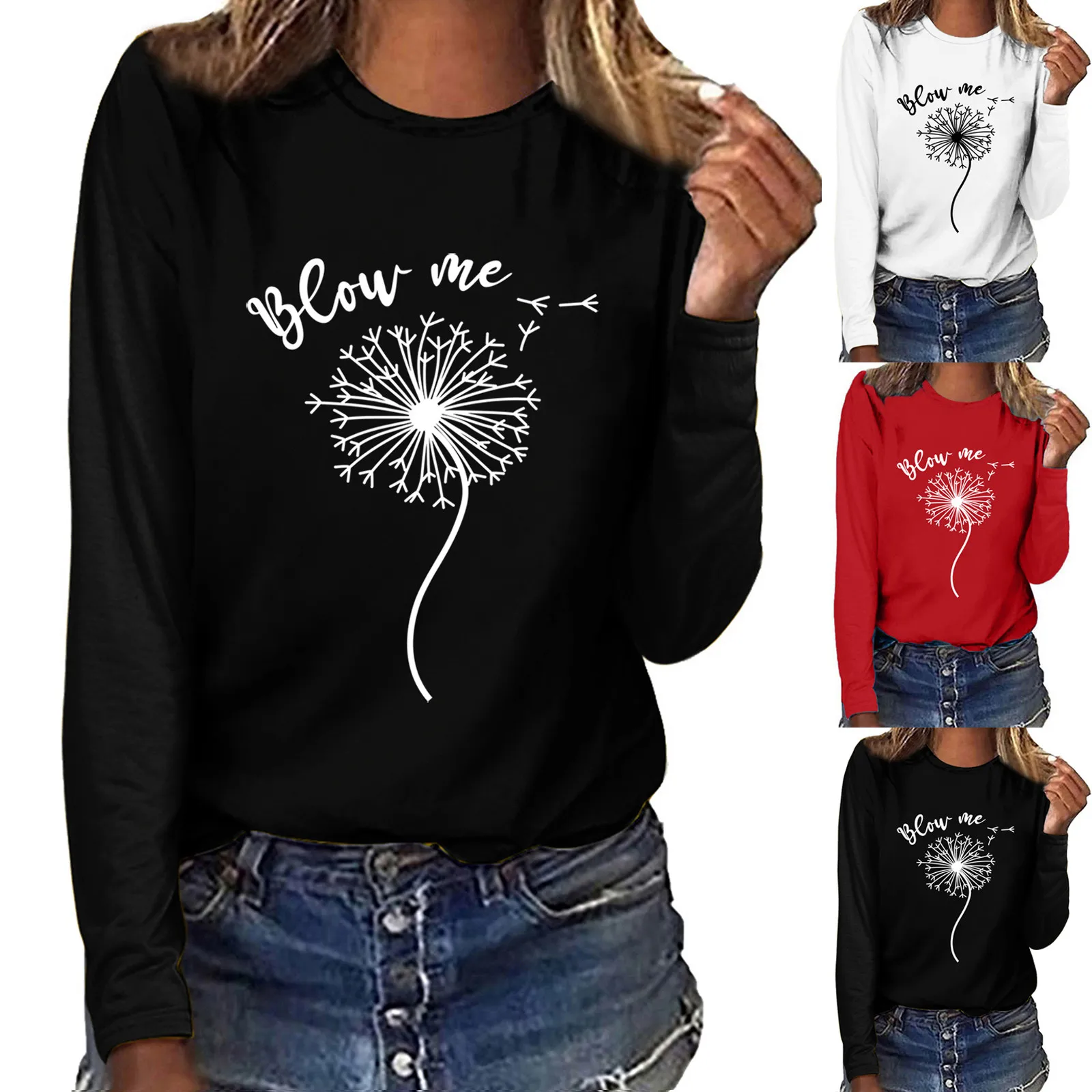 

Autumn Pullover Sweatshirt Women's Dandelion Print O Neck blusa Long Sleeve Casual Top femme Lady Streetwear Sudadera Mujer