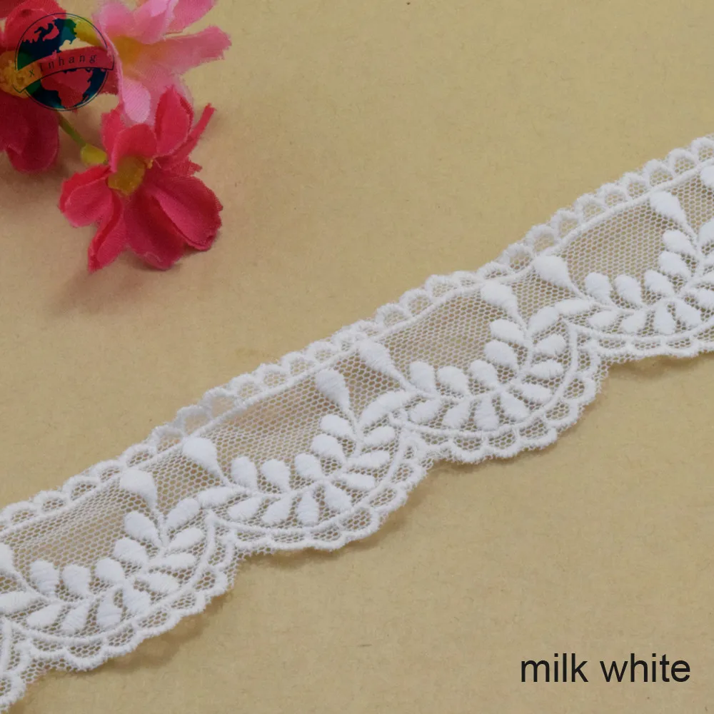 3cm Wide Cotton Embroidery Lace White Sewing Ribbon Guipure Trim Wedding Decoration DIY Dolls Colthes Curtain Accessories#3041