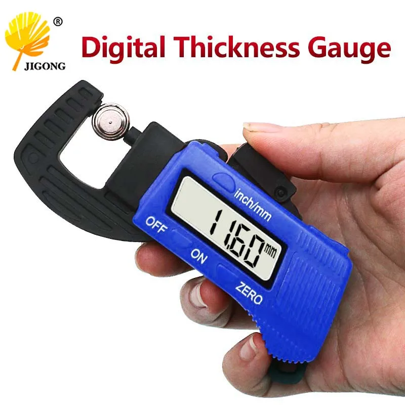 0-12.7mm Carbon Fiber Composites Digital Thickness Caliper Micrometer Guage Blue