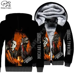 Plstar cosmos michael myers dia das bruxas 3d imprimir roupas de inverno casual capuz grosso casaco com zíper homem velo hoodies jaqueta M-4