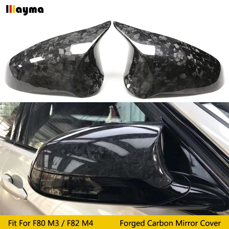 AN Forged Carbon Fiber For BMW F80 M3 F82 M4 2014 - 2019 Real carbon fiber Side Wing Mirror Cover Shell Replace 2pcs