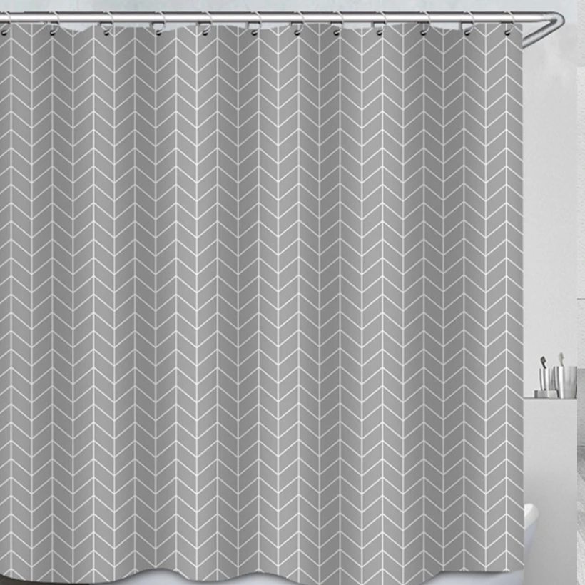 Shower Curtain Hotel  Heavy Weight Shower Curtain Waterproof and Mildew Free Bath Curtains Gray 180*200CM Shower Curtains D40