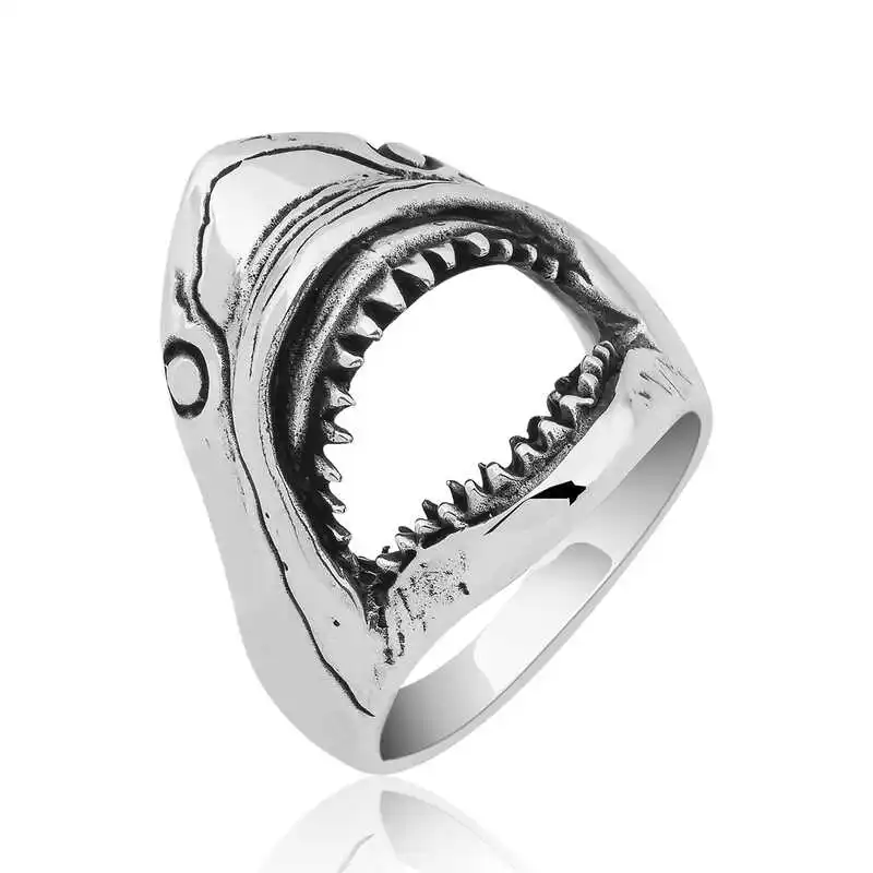 Silver Shark Men's Ring - 925 Sterling Men's Jewelry Wedding Birthday Gift - Box - - Men - Fashion - Botiva - Size - Turkish - Patterned Embroidery