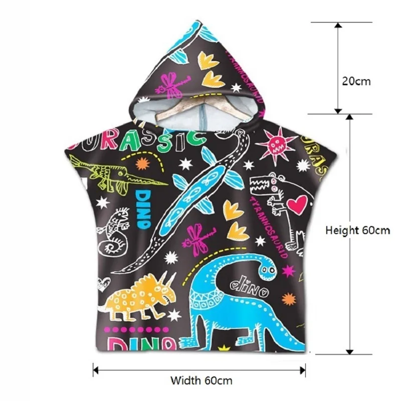 Cartoon Beach Towel Baby Children Hooded Bath Towel Bathrobe Animal Printed Boys Girls Hooded Robe Poncho for Swimming Beachwear