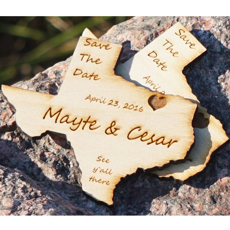 Custom Wedding Magnet Rustic Save the Date Magnets,Country Map, Wedding Favors, Wedding Supplies,Laser Engraved Wooden Invitaion