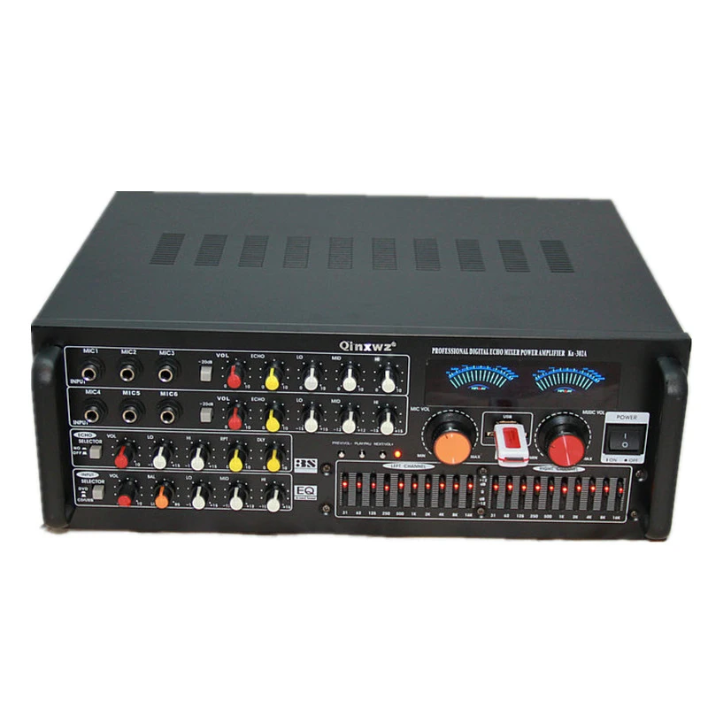 600W 220V 20-segment Mixer Home High-power Karaoke Amplifier AV Professional KTV Card Package Floor Audio Amplifier