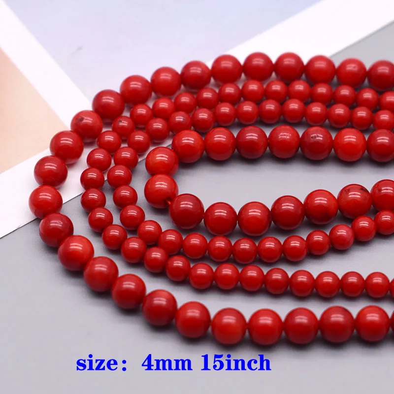 High-quality Natural Stone Irregular Tube Loose Spacer Beads Round Red Coral Beads For Jewelry Making Bracelet Necklace