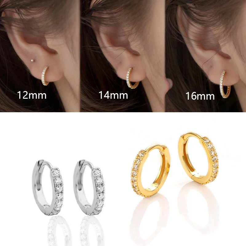 Girls Rhinestone Hoop Earrings Ladies Silver Plated Gold Plated Small Earrings Cartilage Spiral Pierced Conch Earlobe Hoop Gift