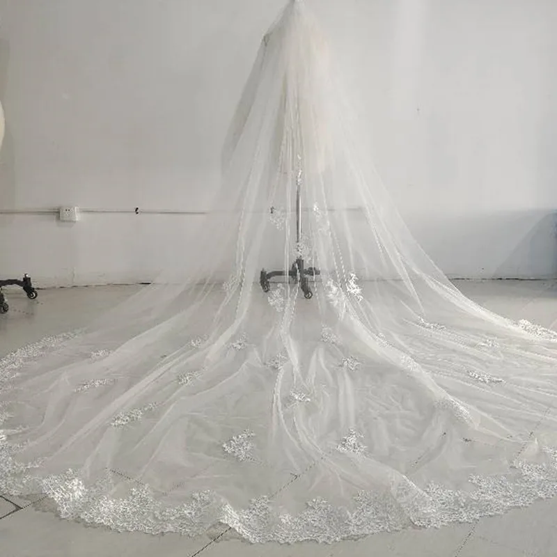 Sirene Best Selling Long Cheapest Chapel Length White Ivory Bridal Veils with Comb Veu De Noiva Longo Wedding Veil