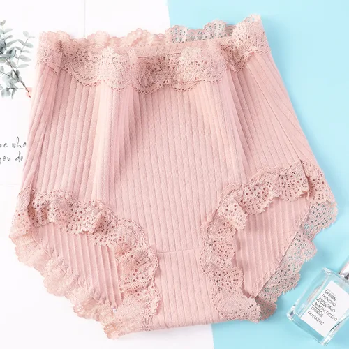 Bragas Extra grandes de talla grande 4XL de 100KG, ropa interior Sexy de encaje, pantalones cortos triangulares suaves transpirables sin costuras de cintura alta para mujer