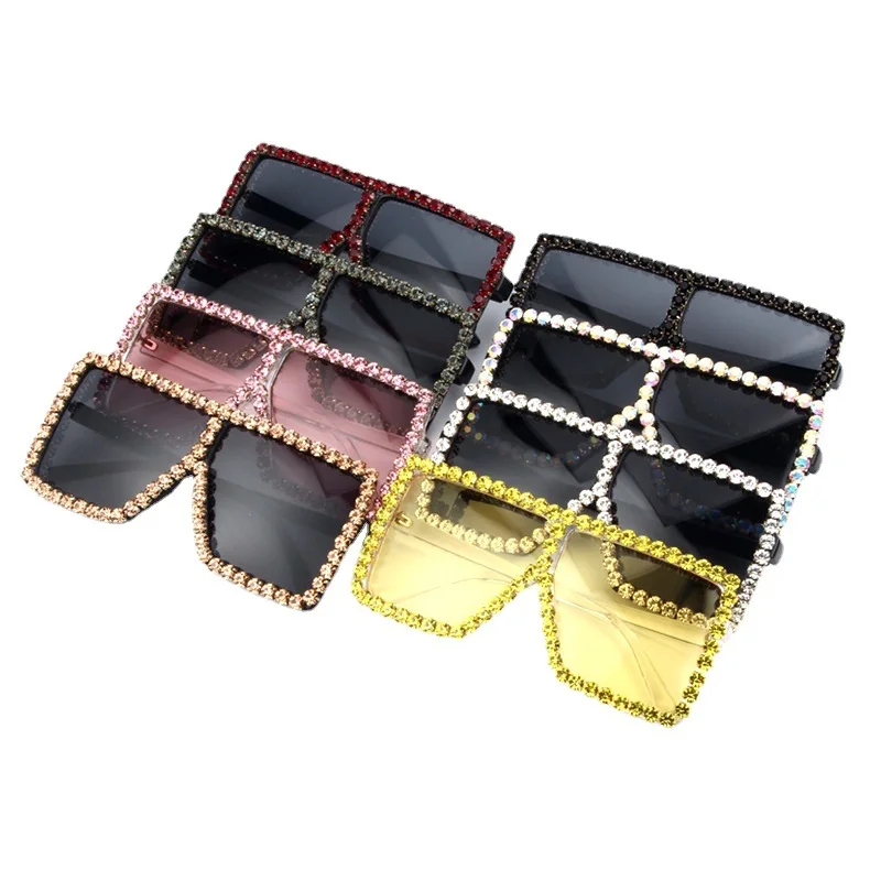 

wind big rhinestone color sunglasses women explosions trend sunglasses sunglasses women protective goggle luxury sunglass