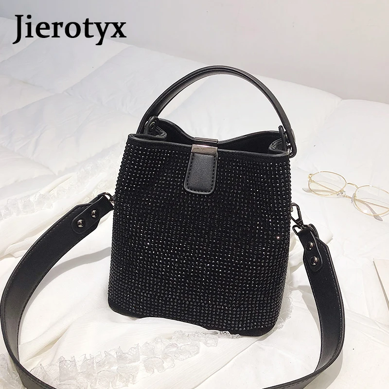 JIEEOTYX Diamonds Women Bucket Bag Famous Brand Designer Female Handbags Quality Pu Leather Shoulder Bags Lady Small Crossbody