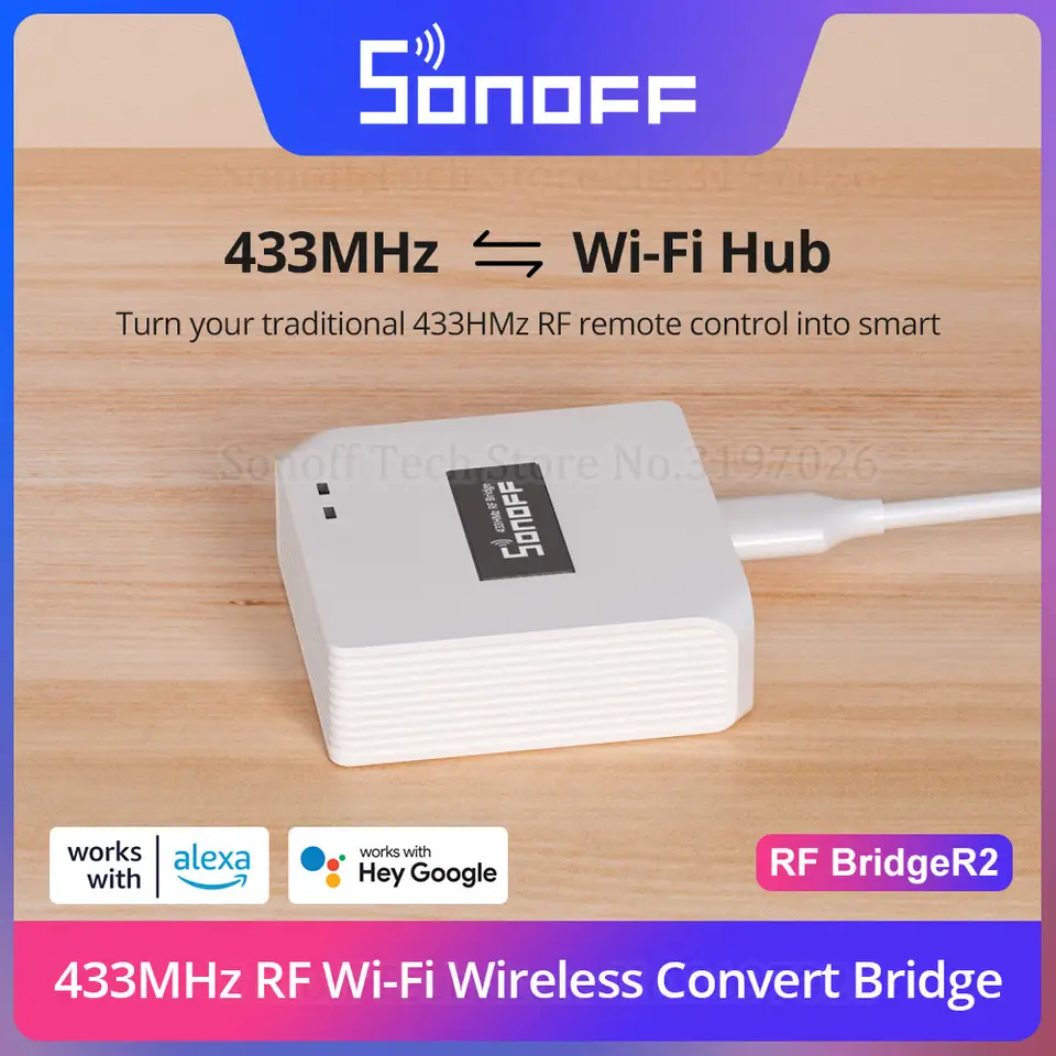 سونوف RF Bridge R2 بوابة لاسلكية RF واي فاي 433MHz مشهد ذكي أمان منزلي يدعم مستشعر DW2-RF PIR3-RF عبر eWeLink أليكسا