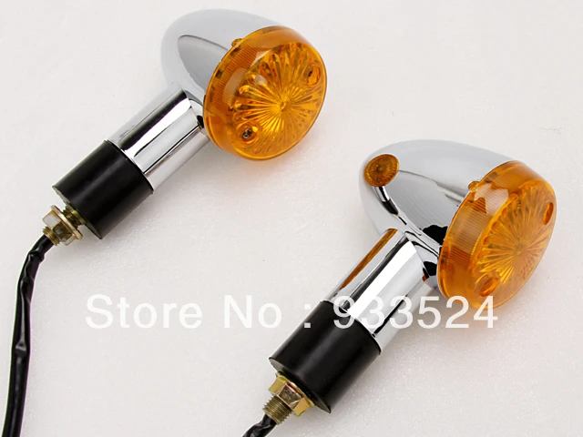 Chrome Amber Bullet Turn Signals Lights For Harley Ducati Suzuki Yamaha Kawasaki Honda Shadow Aero Spirit 750 VT VTX VN 800