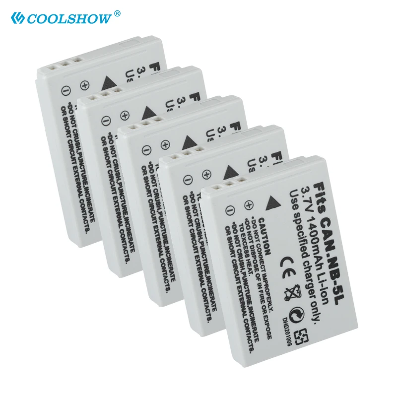 Camera Battery NB 5L NB5L NB-5L for Canon IXUS 800 IS 850 900 TI 950 960 970 980 S110 SX200 SX210 SX220 1400mAh Batteries