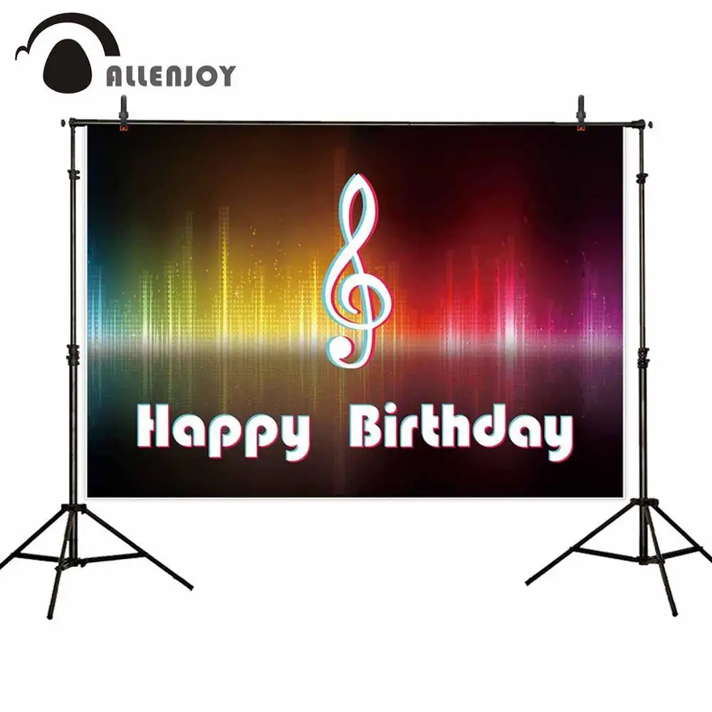 Allenjoy Music Birthday Party Backdrop Notes Signature Wall Colorful Custom Party Supplies Photography Background Photocall