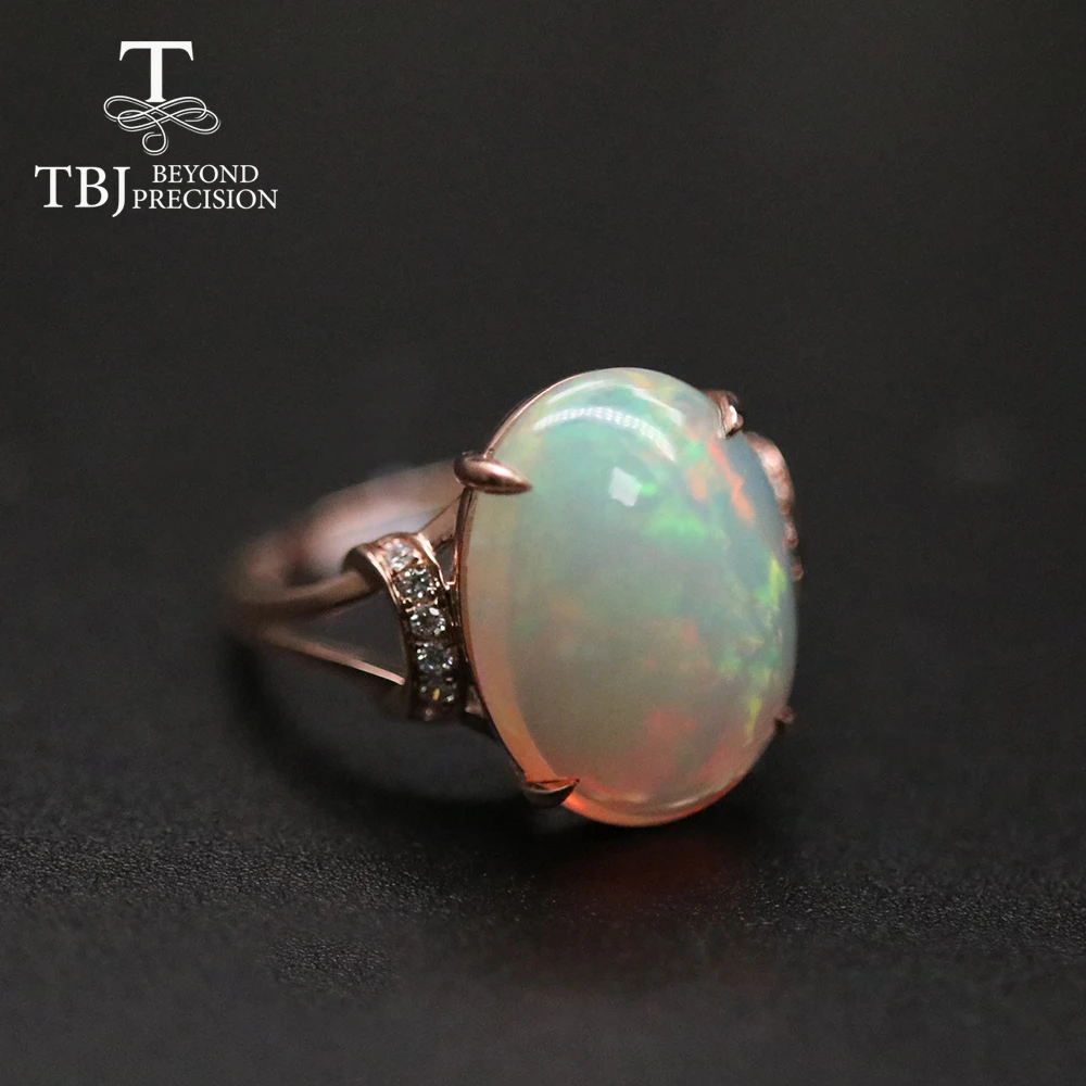 14k rose gold diamond 5.6ct  Opal Ring Natural Ethiopia Opal oval cut 12*16mm gemstone fine jewelry for women gift