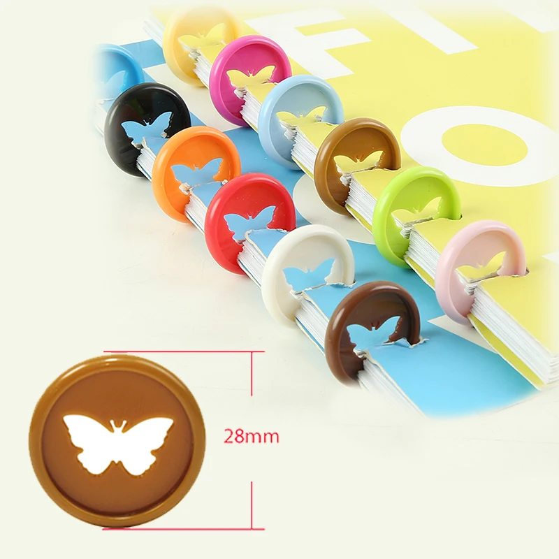 24pcs 28mm Mushroom Hole Binding Rings Plastic Discs Butterfly DIY Binding Notebook Binding Discs Buckle School Office Supplies