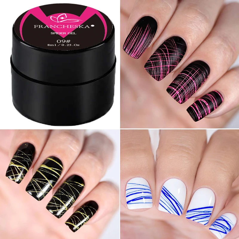 Spider Line Gel Polish para Nails Art, Laca, Web Stickers, Pintura UV, Cores, Transporte da gota, TSLM1