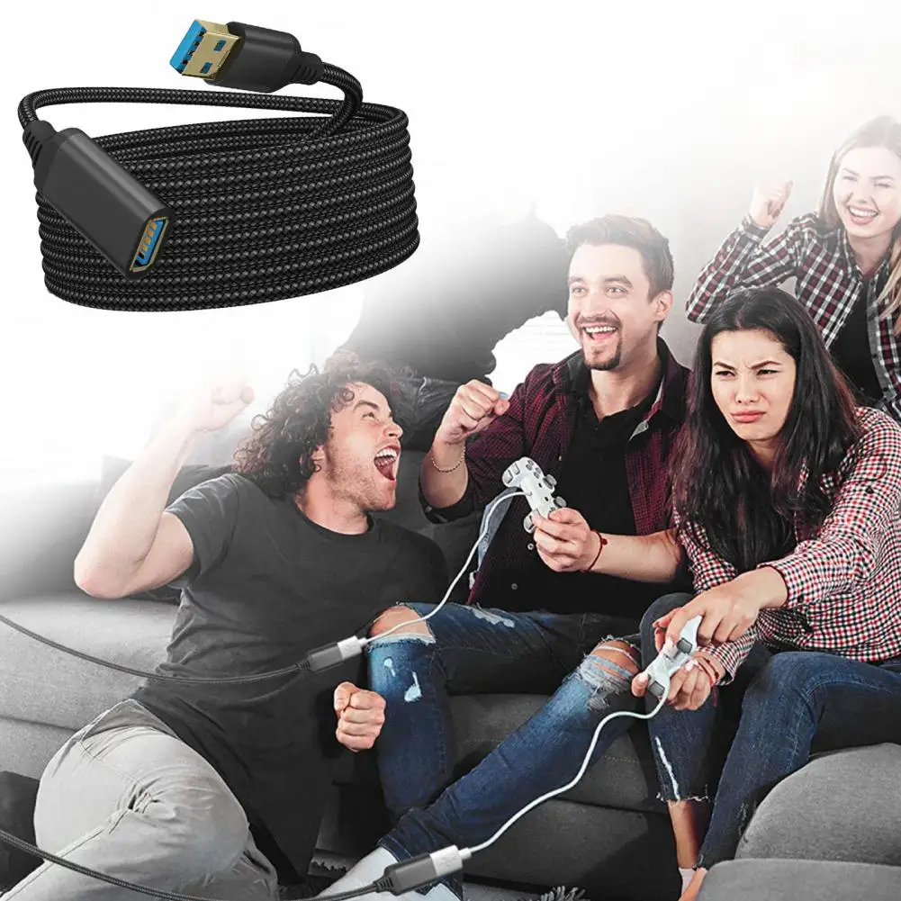 Cable de extensión USB 3,0, extensor USB trenzado de transmisión de alta velocidad, macho a hembra, para ordenador portátil