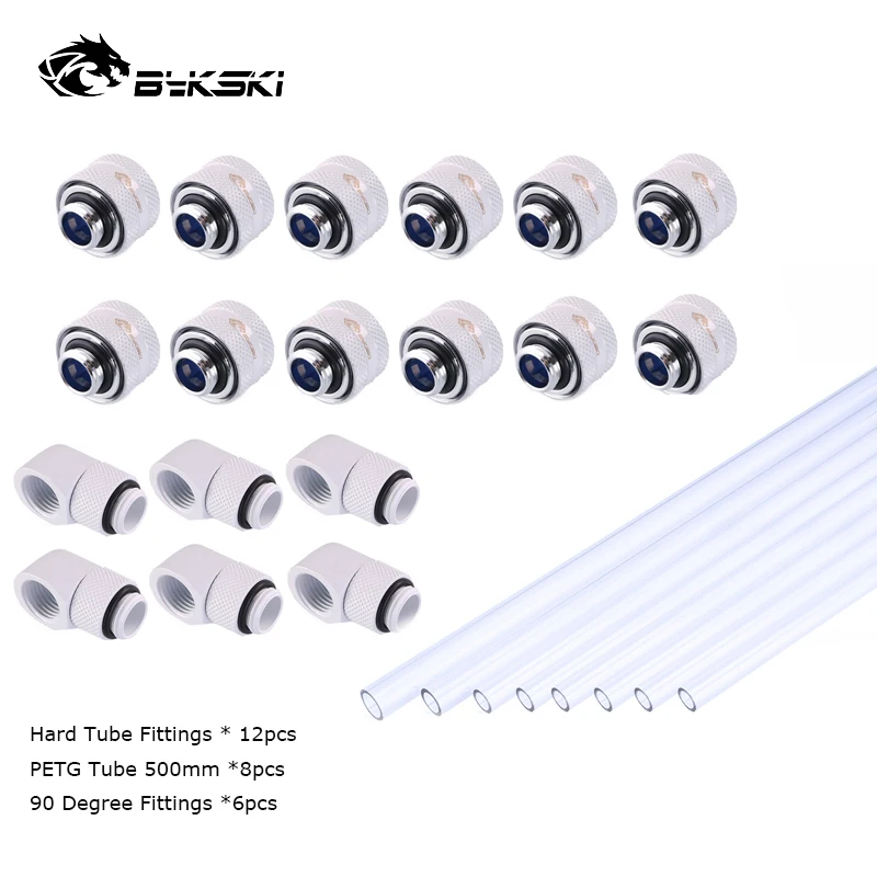 Bykski Computer Water Cooling Build Fittings Kit OD12 14 16MM PETG Hard Tube,Silver,Black,Gold,White,G1/4 "