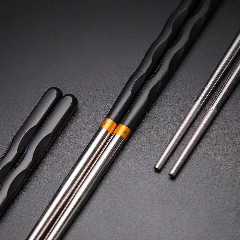 5pcs Set Pack Non-Slip Stainless Steel Chopsticks Reusable Tableware Dinning Japanese Chopstick Sushi Food Sticks